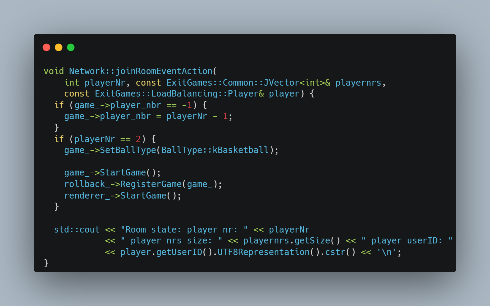 The joinRoomEventAction method