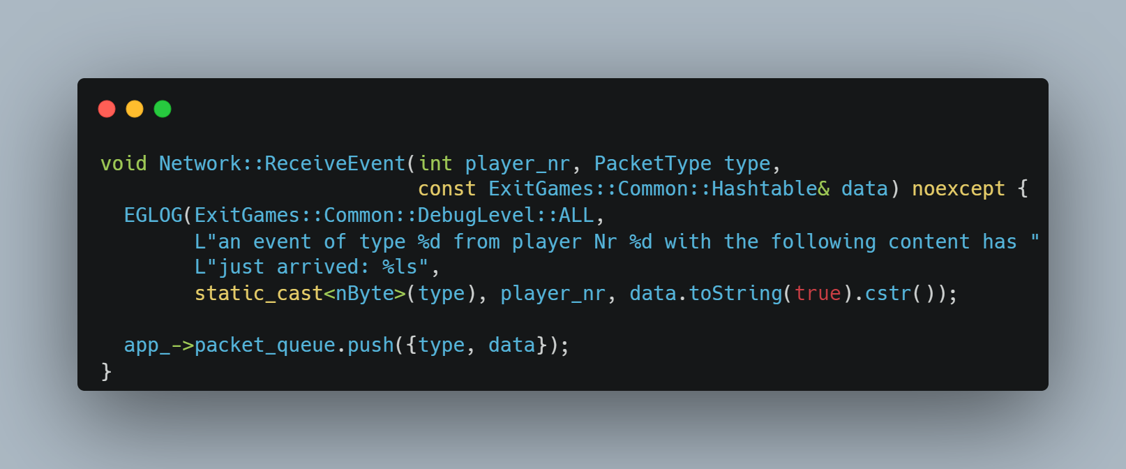 The ReceiveEvent method